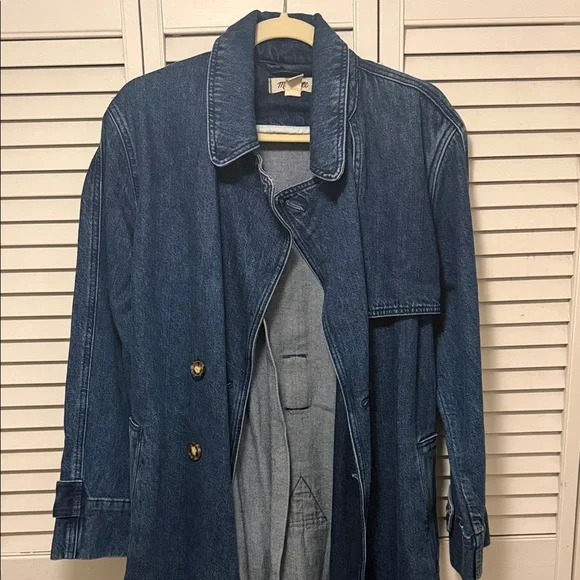 Madewell Blue Denim Trench Coat - Picture 2 of 6